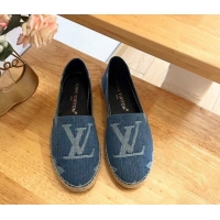 Pretty Style Louis Vuitton Espadrilles Flat in Monogram Denim Blue 703104