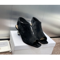 Hot Style Dior La Cigale Satin Heel Ankle Boots 5.5cm with Open Toe and Strass Black 604015