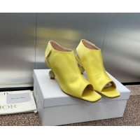 Good Quality Dior La Cigale Satin Heel Ankle Boots 5.5cm with Open Toe and Strass Yellow 604017