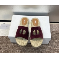 Unique Style Dior D-Club Flat Espadrille Slide Sandals in CD Suede Dark Brown 604021