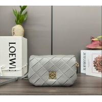 Famous Brand Loewe Mini Puffer Goya bag in pleated shiny nappa lambskin 062465 Pearl Grey 2024