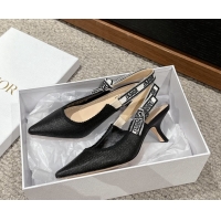 Charming Dior J'Adior Slingback Pumps 6.5cm in Black Straw-Like 604044