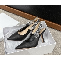 Sumptuous Dior J'Adior Slingback Pumps 9.5cm in Black Straw-Like 604045