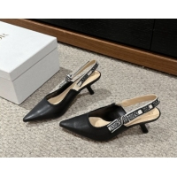 Charming Dior J'Adior Slingback Pumps/Ballet Flat in Black Lambskin 604048