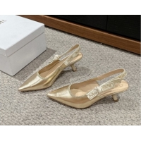 Stylish Dior J'Adior Slingback Pumps/Ballet Flat in Black Lambskin Gold-Tone 604049