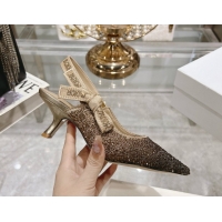 Good Looking Dior J'Adior Slingback Pumps 6.5cm in Strass Embroidery Gradient Gold 604058