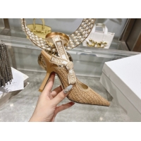 Best Product Dior J'Adior Slingback Pumps 9.5cm in Braided Straw Khaki 604069