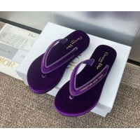 Grade Quality Dior Diorsea Thong Sandal in Purple Velvet 62830