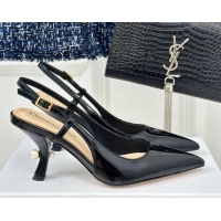 Unique Style Dior Tribales Slingback Pumps 8cm in Patent Calfskin Black 702016