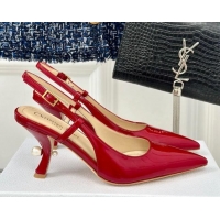 Popular Style Dior Tribales Slingback Pumps 8cm in Patent Calfskin Red 702017