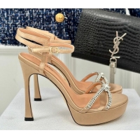 Good Product Dior Sunset Heeled Platform Sandals in Satin and Strass 12cm Beige 702040