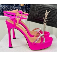 Sophisticated Dior Sunset Heeled Platform Sandals in Pink Satin and Strass 12cm 702043