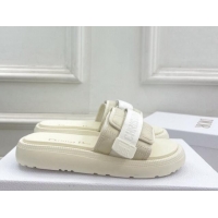 Luxury Discount Dior Dioriviera Dio(r)evolution Platform Slides Sandal 3cm Cannage Leather-Effect Fabric White 702051