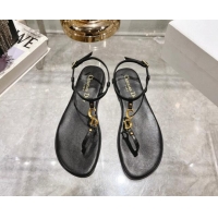 Trendy Design Dior Dioriviera C'est Flat Thong Sandals in Black Calfskin 702053