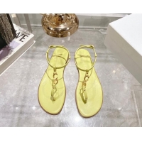 Expensive Dior Dioriviera C'est Flat Thong Sandals in Yellow Calfskin 702056