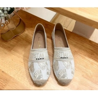 Perfect Dior Granville Espadrilles Flat in White Cotton Embroidered with Butterfly Motif 702064