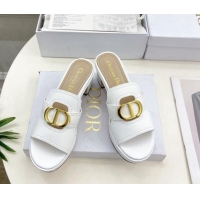 Grade Quality Dior 30 Montaigne Platform Slides Sandal 7cm in Calfskin White 702070