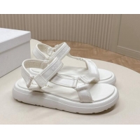 Stylish Dior Dioriviera D-Wave Sandals in Technical Fabric White 702076