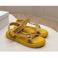 Low Price Dior Dioriviera D-Wave Sandals in Technical Fabric Yellow 702077