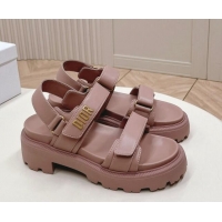 Sumptuous Dior Dioract Platform Sandals 5.5cm in Lambskin Pink 702078