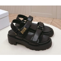 Fashion Luxury Dior Dioract Platform Sandals 5.5cm in Lambskin Black 702079