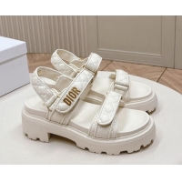 Low Cost Dior Dioract Platform Sandals 5.5cm in Quilted Cannage Calfskin White 702083