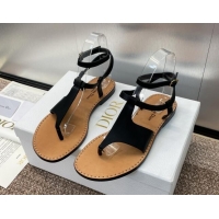 Lower Price Dior Dioriviera Dior Sun Thong Sandal in Black Calfskin 71704