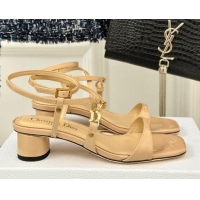 Charming Dior C'est Dior Heeled Sandal in Patent Calfskin 5cm Heel Beige 71715