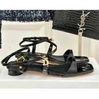 Classic Hot Dior C'est Dior Low Heeled Sandal in Patent Calfskin 1cm Heel Black 071720