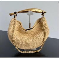 Grade Design Bottega Veneta Sardine Top handle Bag With Chain in Raffia Straw Crochet 796426 2024