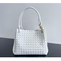 Promotional Bottega Veneta Large Parachute Shoulder Bag in Intrecciato Leather 796571 White 2024