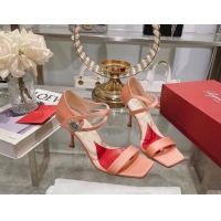 Best Grade Roger Vivier I Love Vivier Daisy Strass Sandals 8cm in Satin Peachy Pink 506146