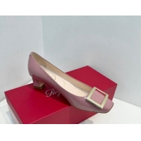 Low Cost Roger Vivier Trompette Metal Buckle Pumps 4.5cm in Patent Leather Pink 611136