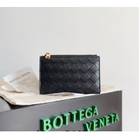 Top Quality Bottega Veneta Medium Intrecciato Leather Bi-Fold Zip Wallet 667468 Black 2024