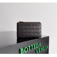 Popular Style Bottega Veneta Medium Intrecciato Leather Bi-Fold Zip Wallet 667468 Fondant Brown 2024