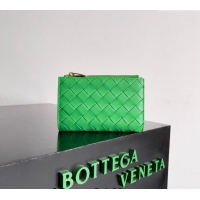 Best Price Bottega Veneta Medium Intrecciato Leather Bi-Fold Zip Wallet 667468 Green 2024