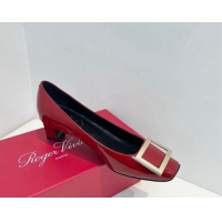 Classic Hot Roger Vivier Trompette Metal Buckle Pumps 4.5cm in Patent Leather Red 611151