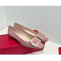 Perfect Roger Vivier Belle Vivier Metal Buckle Ballerinas Flat in Patent Leather Pink 611164