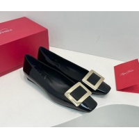 Durable Roger Vivier Belle Vivier Metal Buckle Ballerinas Flat in Patent Leather Black 611166