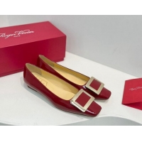  Unique Style Roger Vivier Belle Vivier Metal Buckle Ballerinas Flat in Patent Leather Red 611167