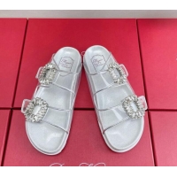 Purchase Roger Vivier Slidy Viv' Strass Buckle Slides Sandal Clear/Silver 704044