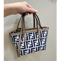 Buy Cheap Fendi Roll Mini Tote bag in FF jacquard F8655 Dark Blue 2024