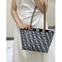 Promotional Fendi Small Roll Reversible shopper Tote Bag in Pequin striped and midnight blue FF fabric 8661S 2024