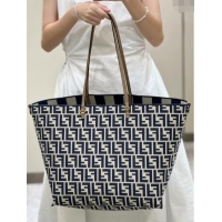 Top Quality Fendi Large Roll Reversible shopper Tote Bag in Pequin striped and midnight blue FF fabric 8661L 2024