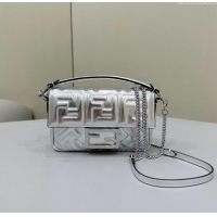 Well Crafted Fendi Baguette Mini Nappa Leather Bag 0135S Silver 2024 Top Quality