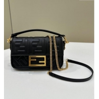 Classic Fendi Baguette Mini Nappa Leather Bag 0135S Black 2024 Top Quality