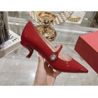 Buy Luxury Roger Vivier Mary Jane Virgule Pumps 4.5cm in patent leather Red 704050