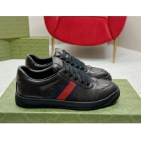 Classic Hot Gucci Screener Sneakers in GG Leather Black 702120