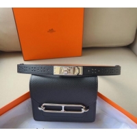 Super Quality Hermes Roulis Slim Hop Pouch Belt in Grained Calfskin with Perforated Pattern 6008 Black 2024