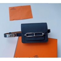 Good Looking Hermes Roulis Slim Hop Pouch Belt in Grained Calfskin 0706 Black 2024